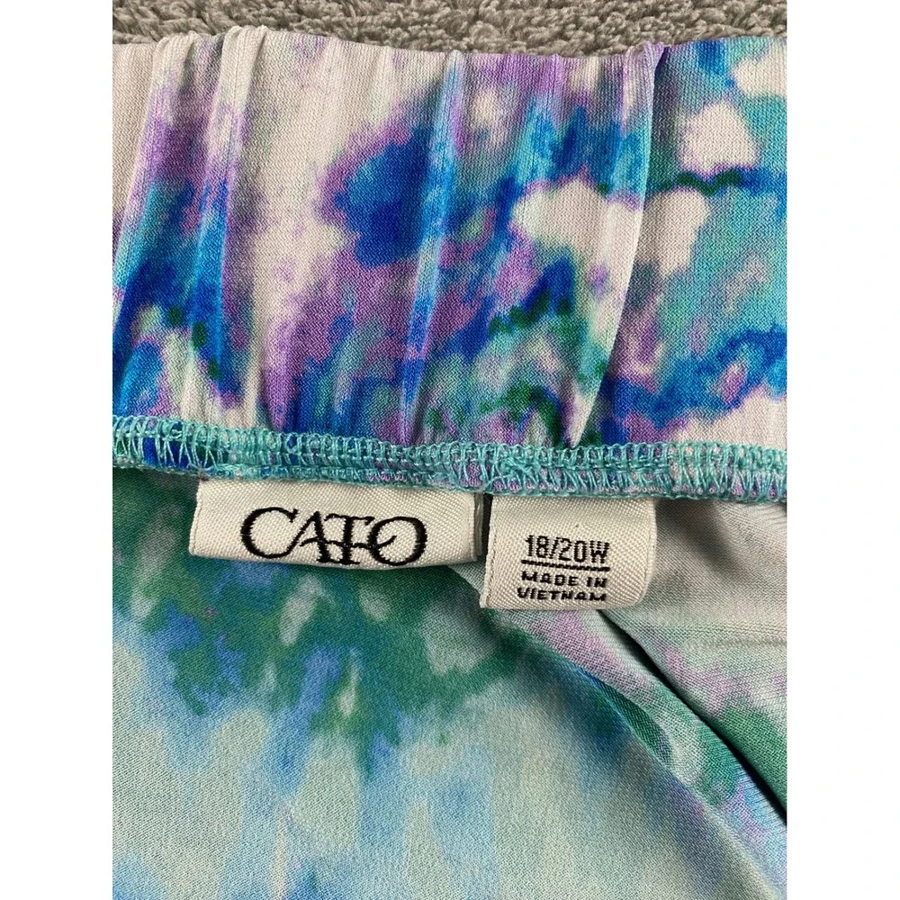 Cato Womens Plus 18/20W Blue Green Purple Tie Dye Jersey Knit Maxi Skirt